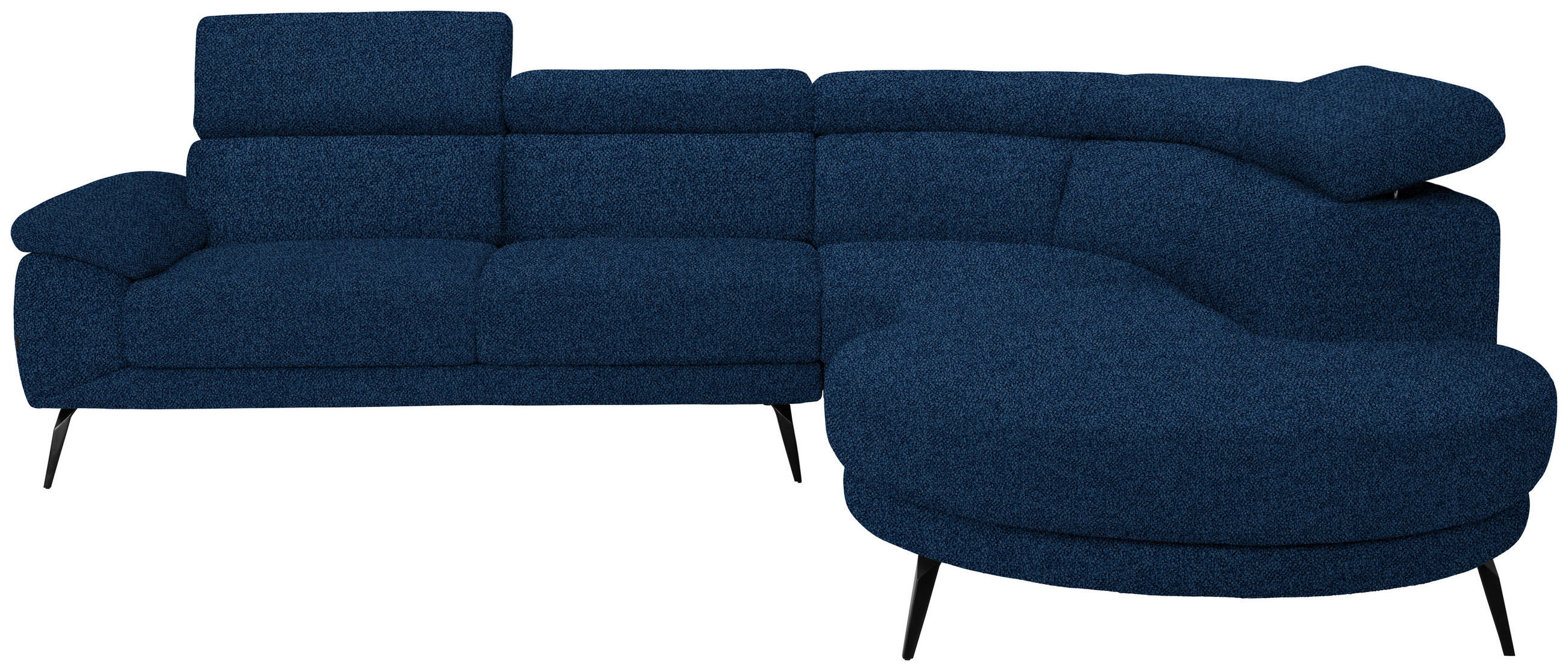 ECKSOFA Dunkelblau Velours  - Schwarz/Dunkelblau, Design, Textil/Metall (299/264cm) - Novel