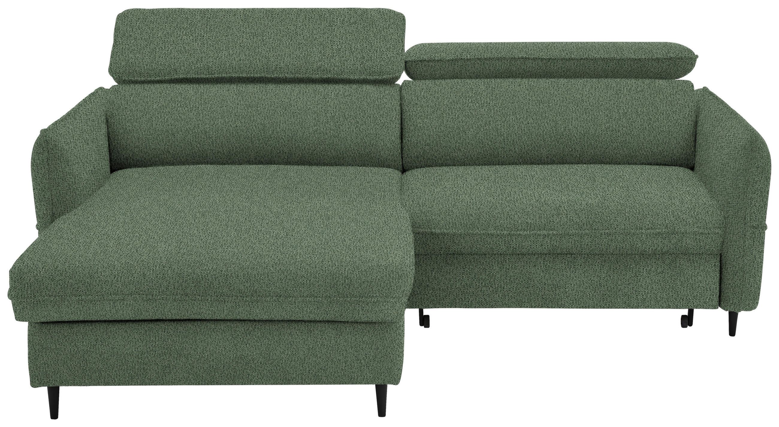 ECKSOFA Grün Flachgewebe  - Schwarz/Grün, Design, Holz/Textil (185/232cm) - Stylife