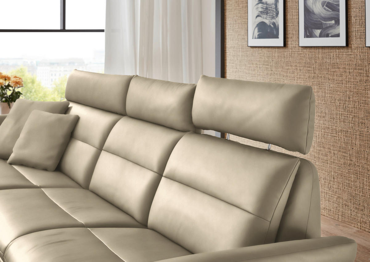 ECKSOFA in Echtleder Ecru  169/298 cm  - Ecru/Schwarz, Design, Leder/Metall (169/298cm) - Dieter Knoll