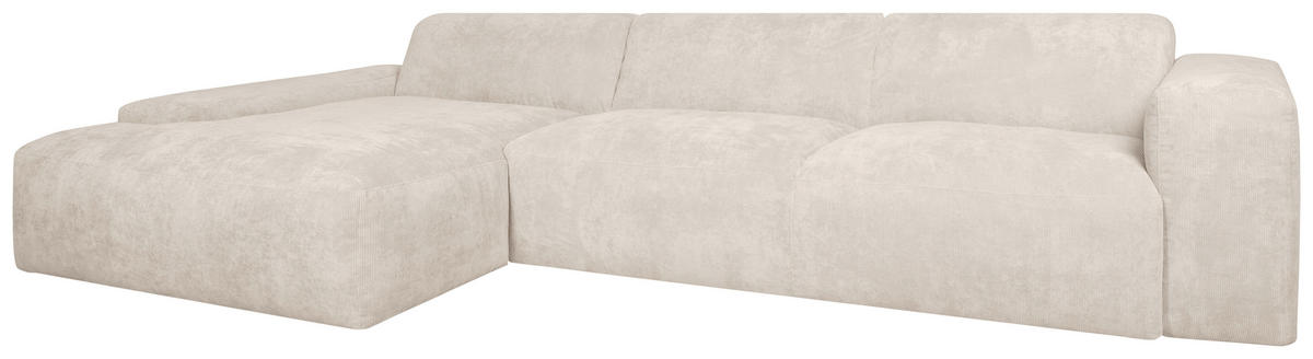 ECKSOFA HANNAH Creme Cord  - Creme/Schwarz, Design, Kunststoff/Textil (170/343cm) - MID.YOU