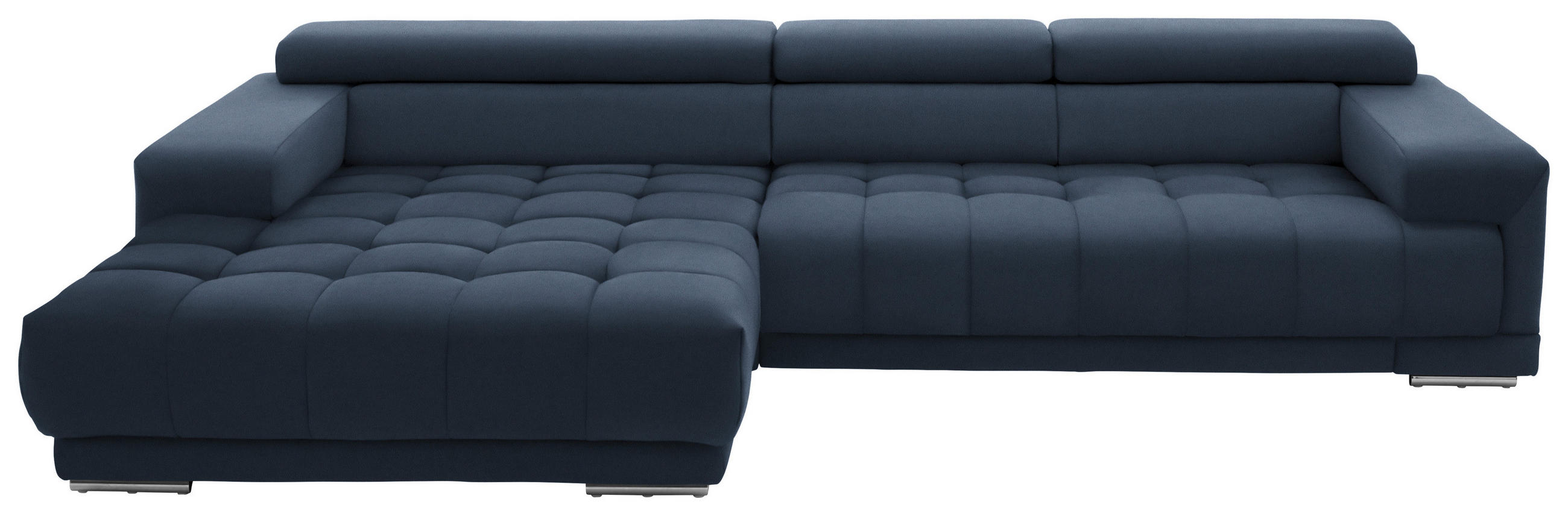 ECKSOFA  in Mikrofaser Blau  190/335 cm  - Blau/Silberfarben, Design, Textil/Metall (190/335cm) - Beldomo Speed