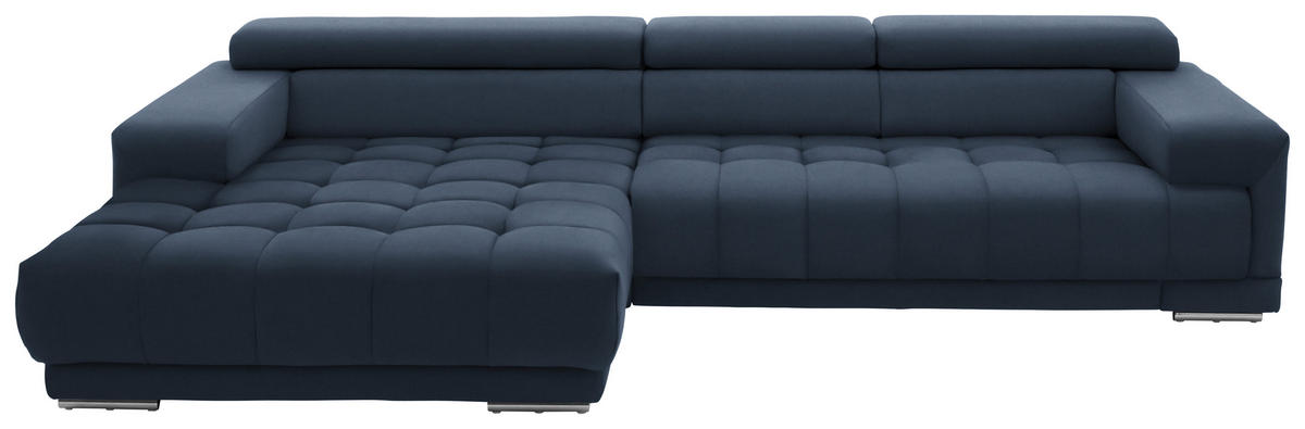 ECKSOFA  in Mikrofaser Blau  190/335 cm  - Blau/Silberfarben, Design, Textil/Metall (190/335cm) - Beldomo Speed