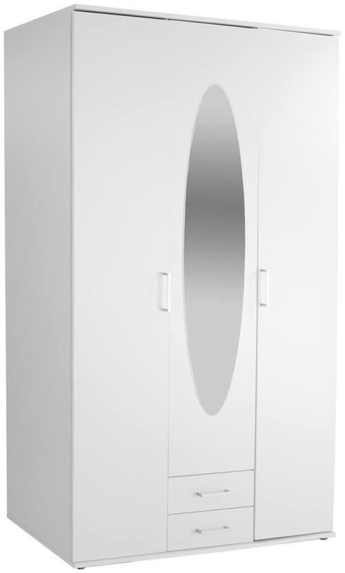 DREHTÜRENSCHRANK 120/196/55 cm 3-türig Weiß  - Eichefarben/Alufarben, Basics, Glas/Holzwerkstoff (120/196/55cm) - P & B
