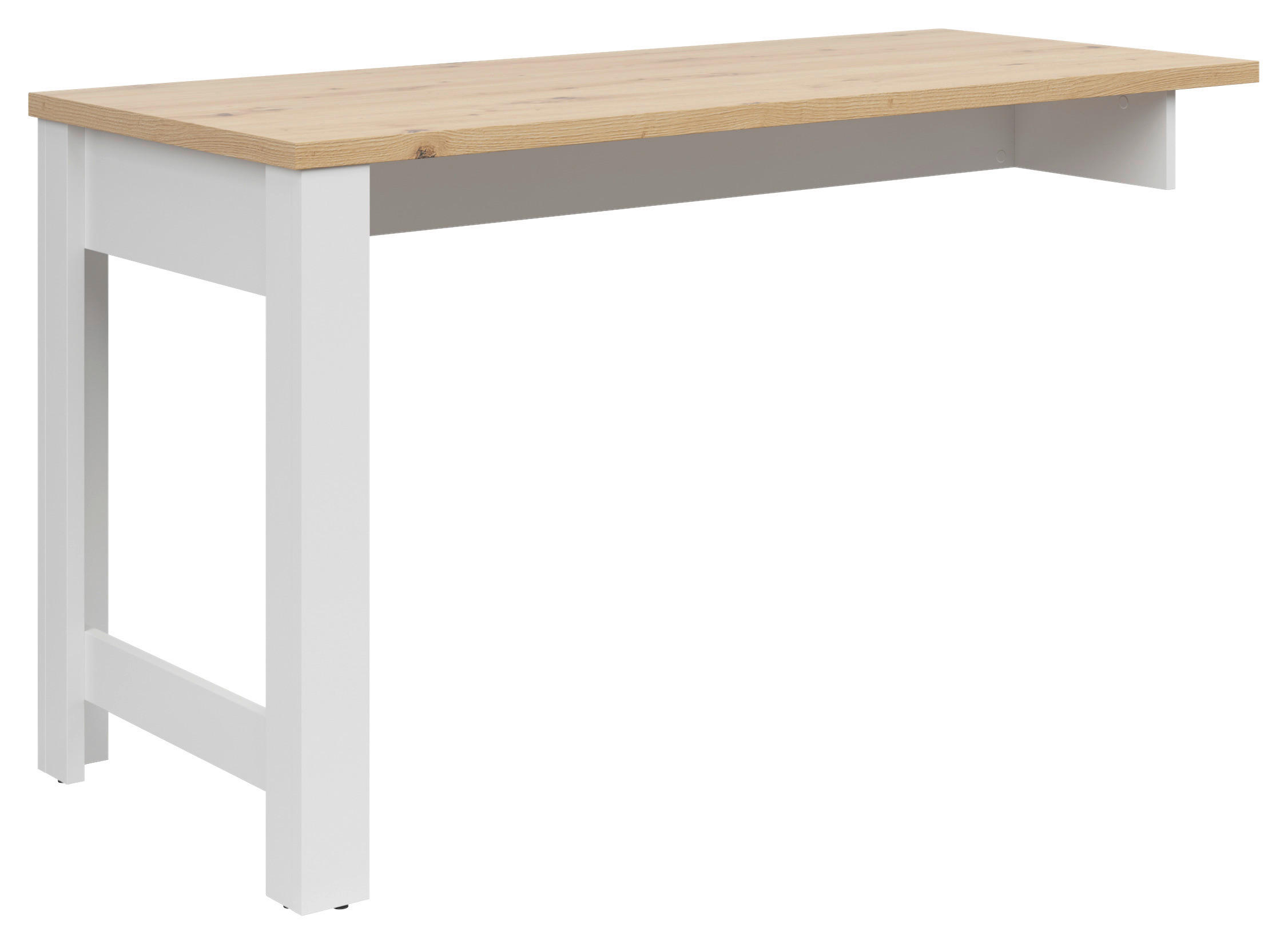 ANBAUSCHREIBTISCH Weiß, Eiche Artisan  - Weiß/Eiche Artisan, KONVENTIONELL, Holzwerkstoff (140/65/80cm) - Hom`in