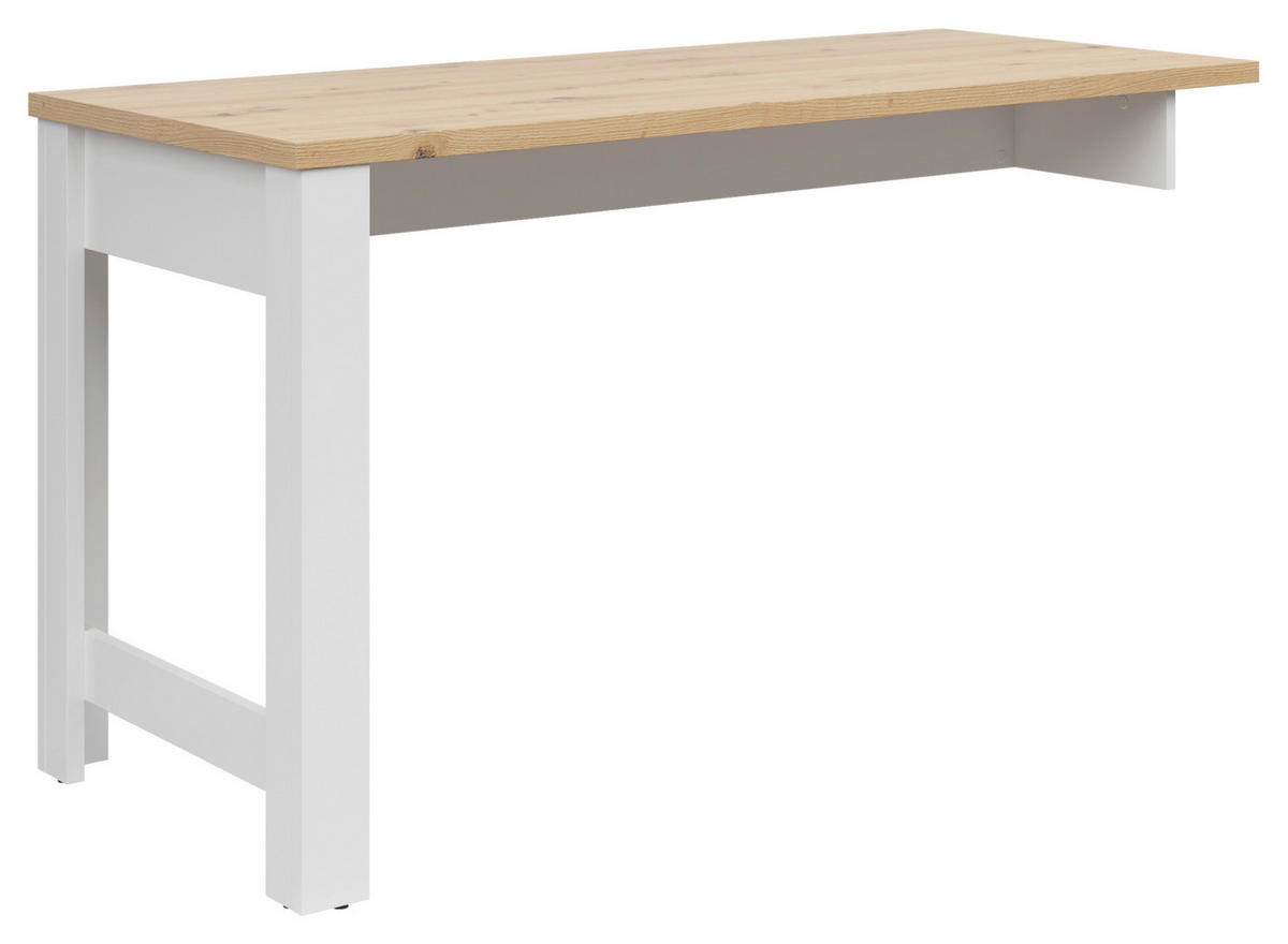 ANBAUSCHREIBTISCH Weiß, Eiche Artisan  - Weiß/Eiche Artisan, KONVENTIONELL, Holzwerkstoff (140/65/80cm) - Hom`in