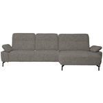 ECKSOFA in Chenille, Flachgewebe Hellbraun  - Hellbraun/Schwarz, Design, Textil/Metall (318/165cm) - Xora