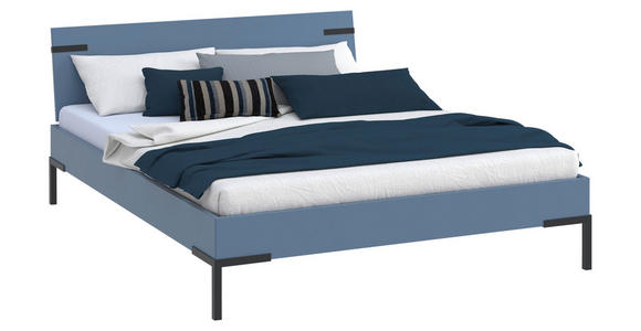 BETT 160/200 cm  in Blau  - Blau/Schwarz, Design, Holzwerkstoff/Metall (160/200cm) - Xora