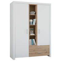 DREHTÜRENSCHRANK  in Weiß, Eiche Artisan  - Silberfarben/Weiß, Design, Holzwerkstoff/Metall (143/200/55cm) - Xora