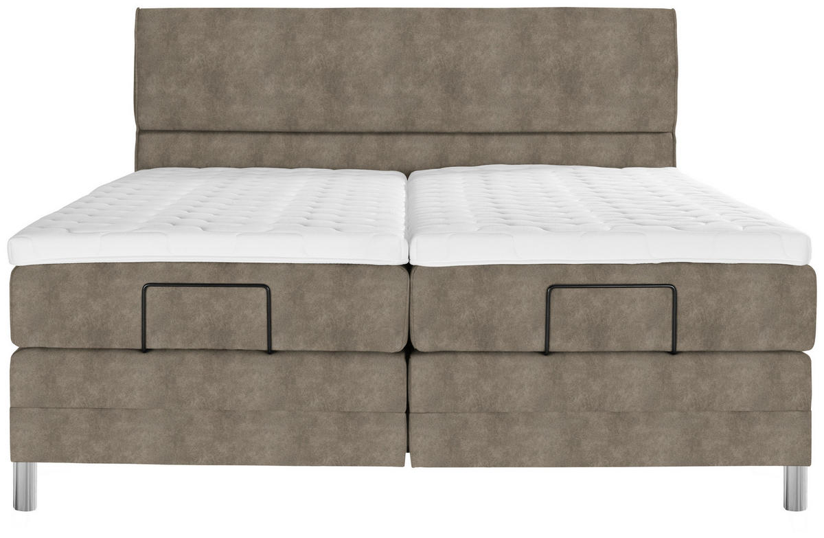 BOXSPRINGBETT 180/200 cm  in Taupe  - Taupe/Chromfarben, Konventionell, Kunststoff/Textil (180/200cm) - Voleo