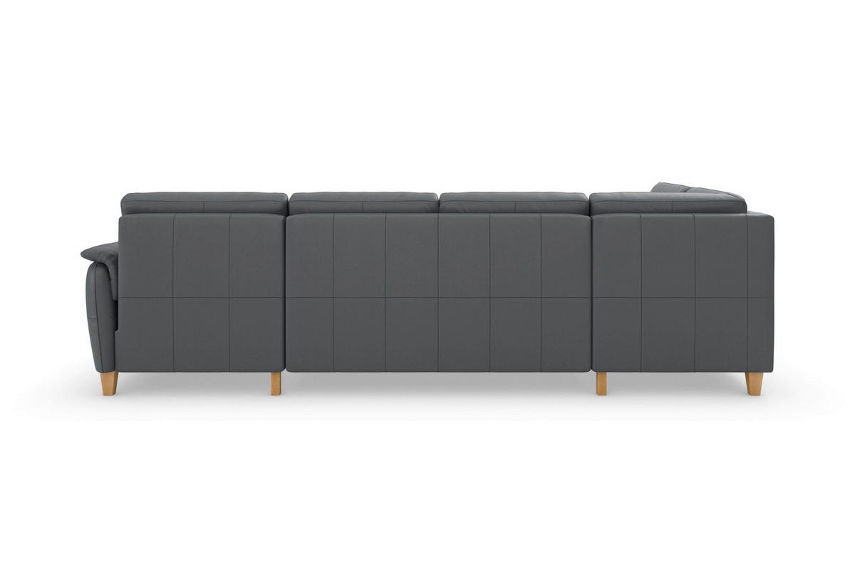WOHNLANDSCHAFT PALMERA E in Echtleder Schwarz  - Eichefarben/Schwarz, Basics, Leder/Holz (212/308/163cm) - Sit & More