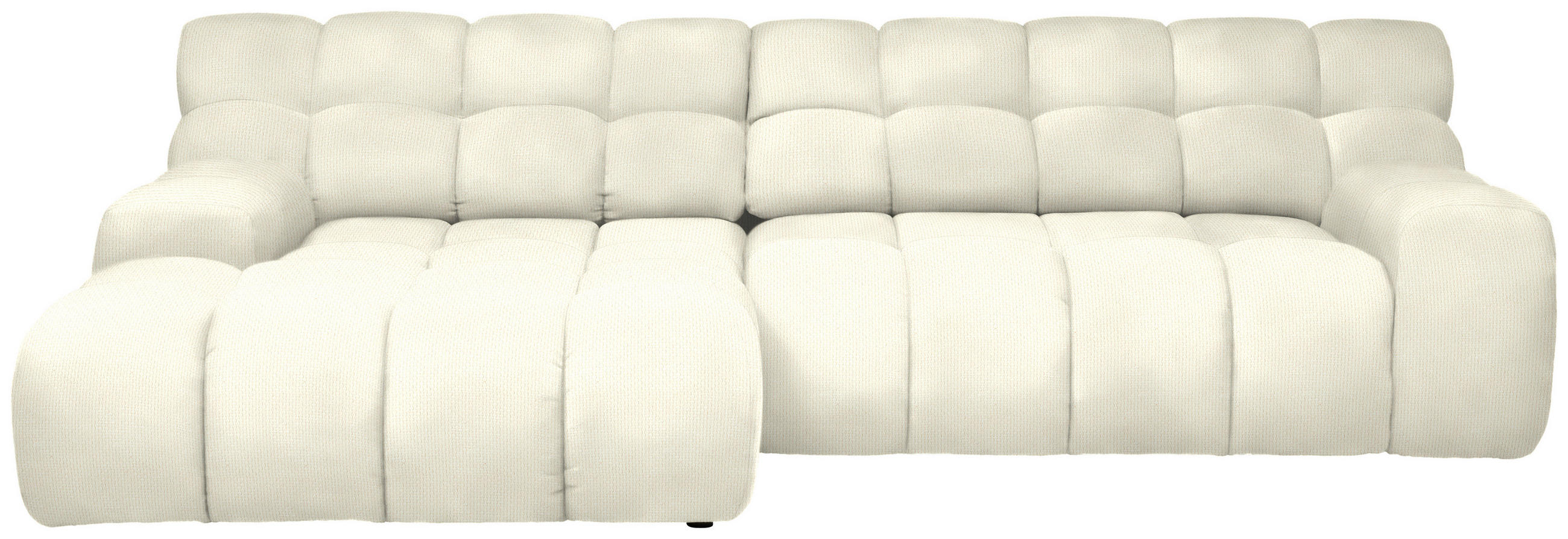 ECKSOFA in Webstoff Weiss  - Weiss/Schwarz, Modern, Kunststoff/Textil (180/297cm) - Welnova