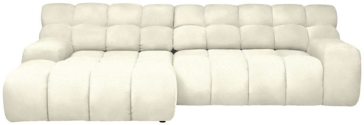 ECKSOFA in Webstoff Weiss  - Weiss/Schwarz, Modern, Kunststoff/Textil (180/297cm) - Welnova