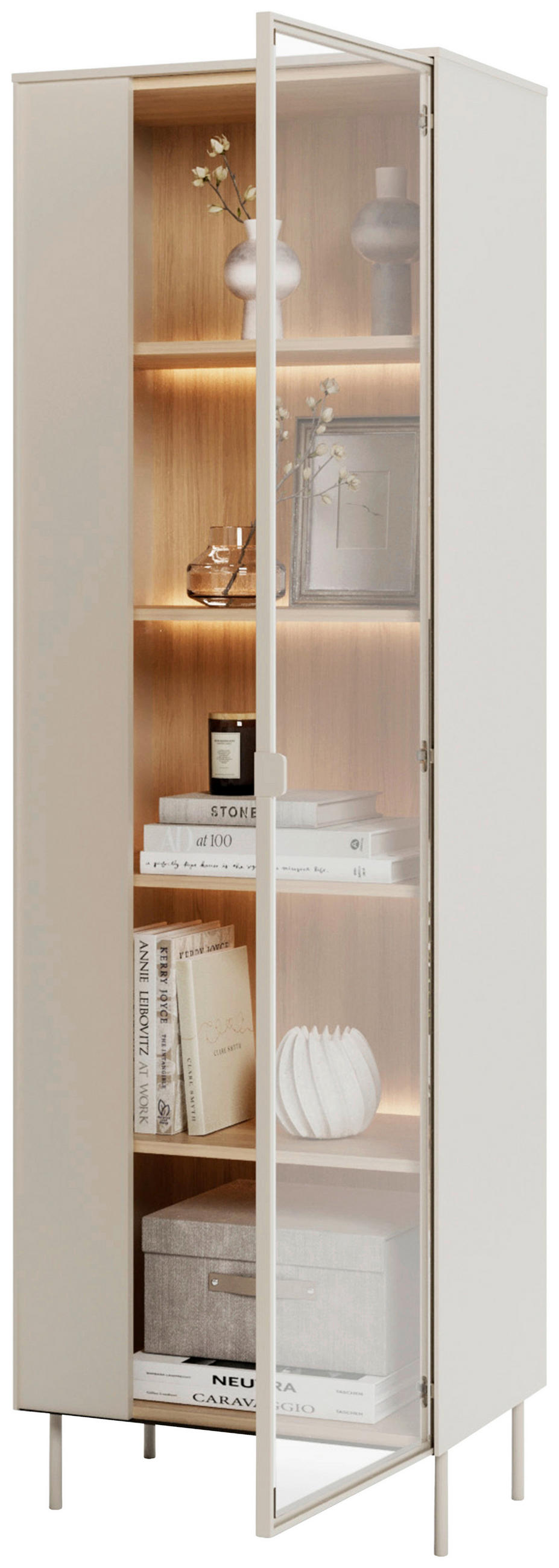 VITRINE Eichefarben, Kaschmir  - Kaschmir/Eichefarben, Modern, Glas/Holzwerkstoff (63/197/41cm) - Carryhome