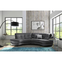 ECKSOFA BRETANIA in Samt Anthrazit  113/300 cm  - Anthrazit/Schwarz, Design, Kunststoff/Textil (113/300cm) - Livetastic