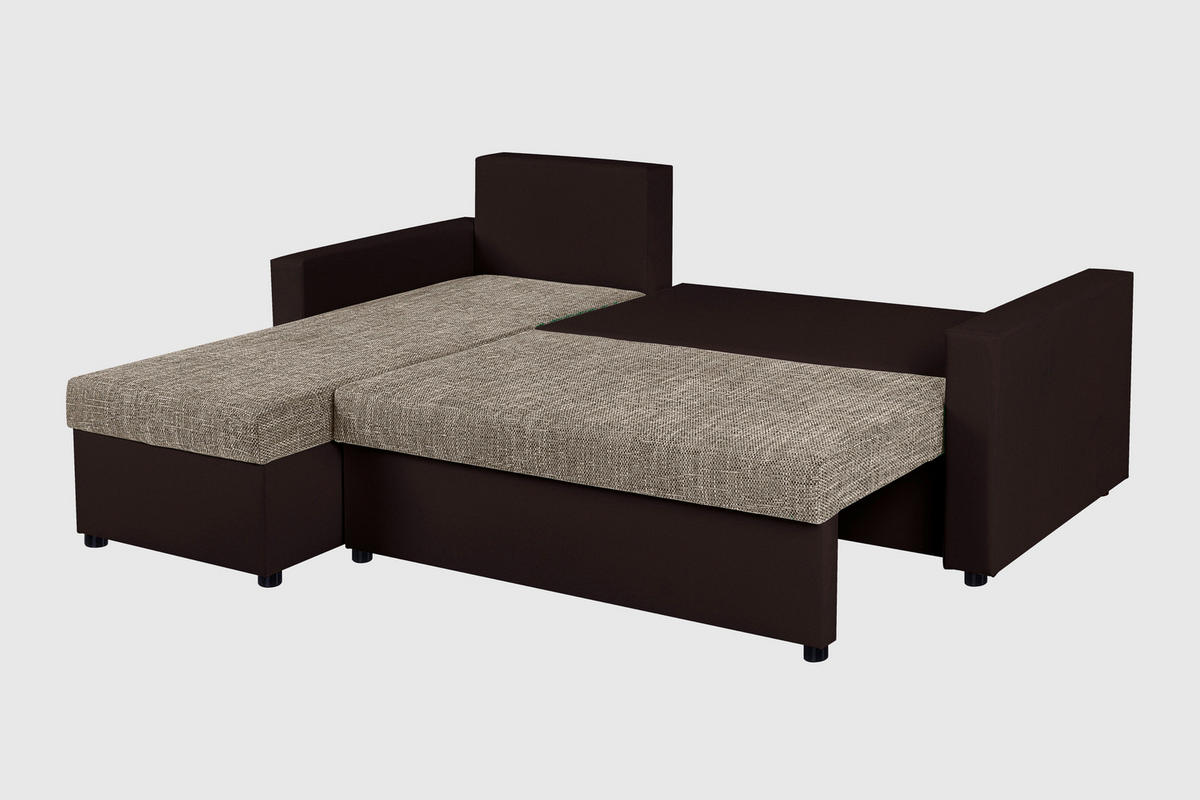 ECKSOFA Cappuccino, Mokka Lederlook, Webstoff  - Schwarz/Mokka, Design, Kunststoff/Textil (147/228cm) - P & B