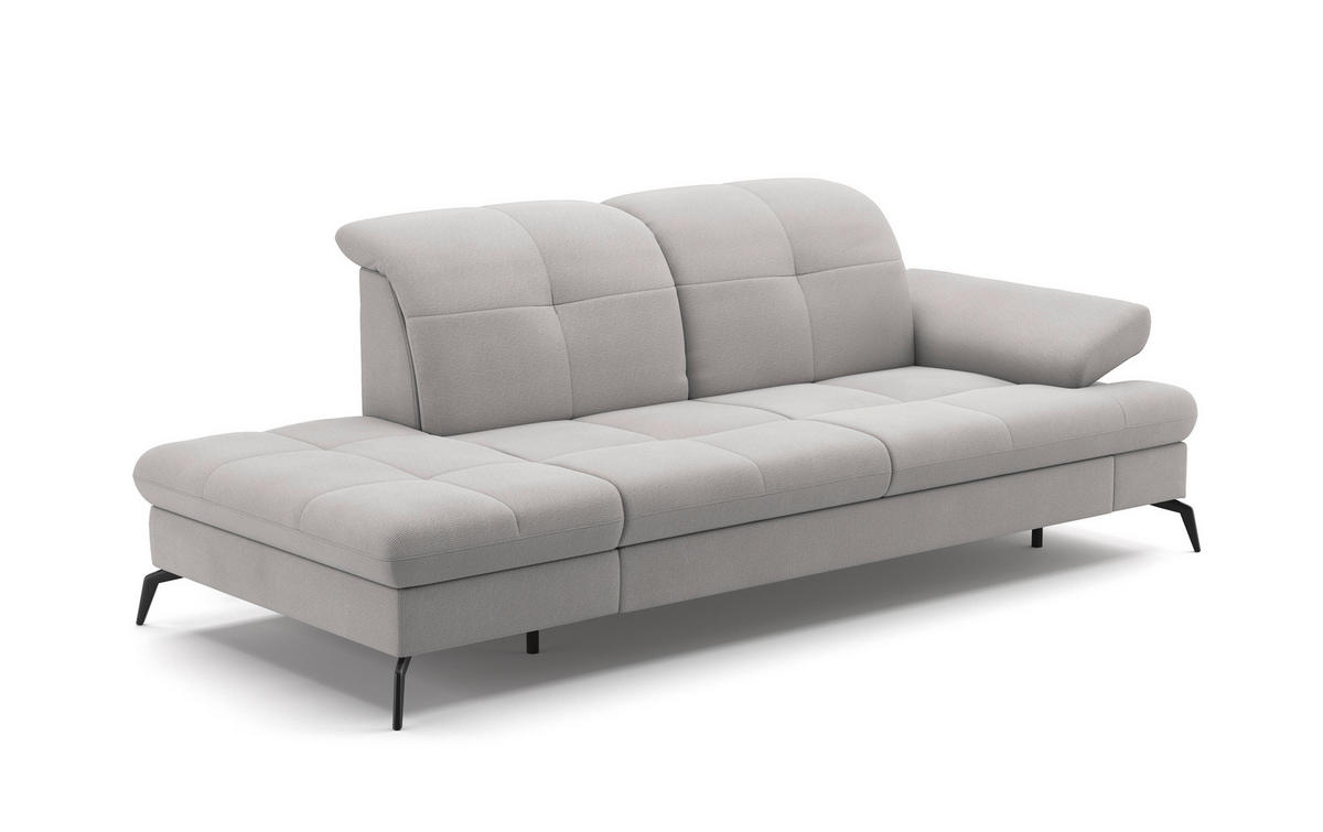 RÉCAMIERE in Flachgewebe Silberfarben  - Silberfarben/Schwarz, Konventionell, Textil/Metall (231/90/122cm) - Sit & More