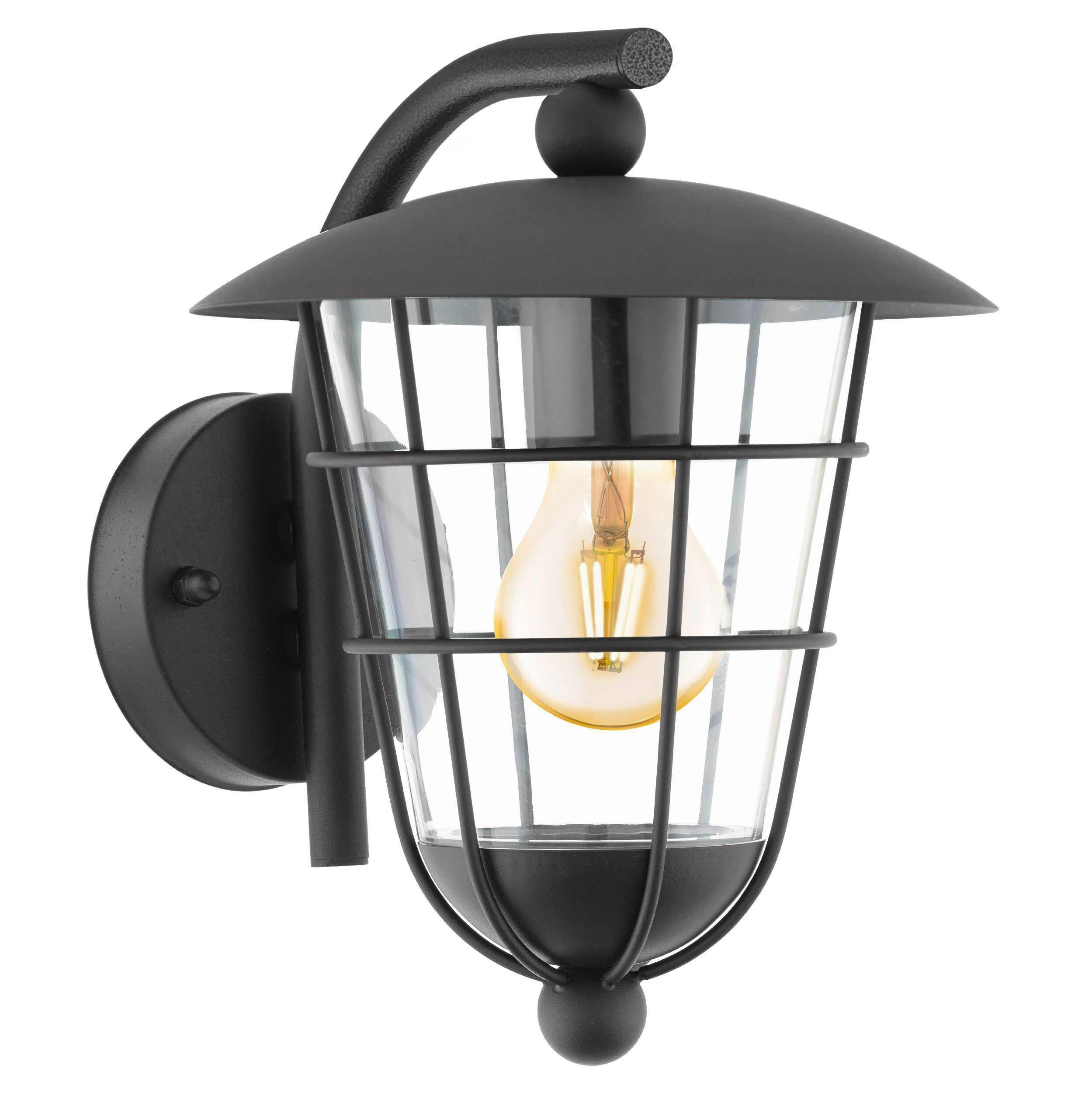 VENKOVNÍ NÁSTĚNNÉ SVÍTIDLO, 28/22/28 cm - černá/průhledné, Konvenční, kov/plast (28/22/28cm) - Eglo
