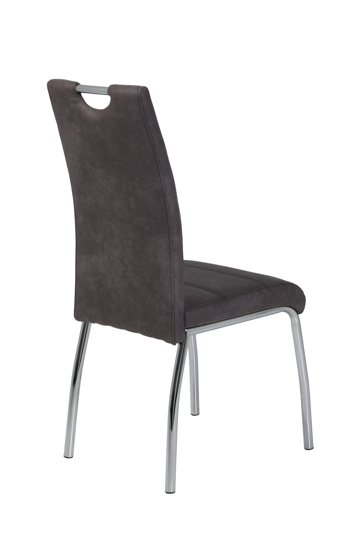 STUHL-SET 2 Stück  in Stahl Mikrofaser Metall, Textil  - Chromfarben/Anthrazit, MODERN, Textil/Metall (44cm) - MID.YOU