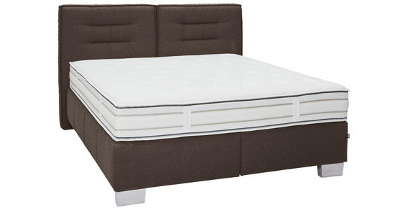 BOXSPRINGBETT 200/200 cm in Dunkelbraun - Chromfarben/Dunkelbraun, KONVENTIONELL, Textil (200/200cm) - Dieter Knoll