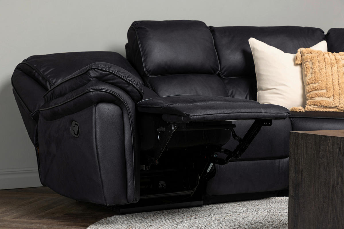 ECKSOFA Eckteil  Schwarz Lederlook (vegan)  - Schwarz, Design, Textil (338/338cm) - Livetastic