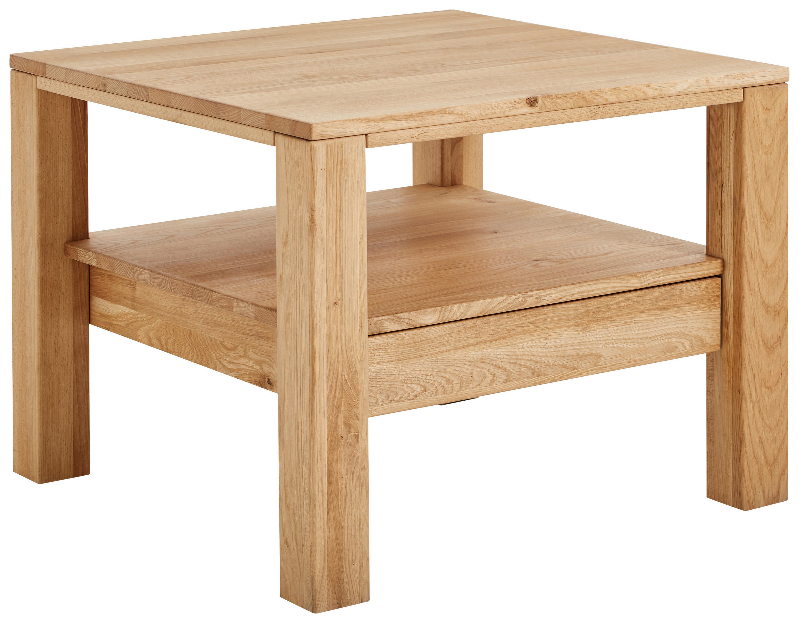 COUCHTISCH Wildeiche massiv 75/75/58 cm quadratisch Eichefarben  - Eichefarben, Natur, Holz (75/75/58cm) - Linea Natura