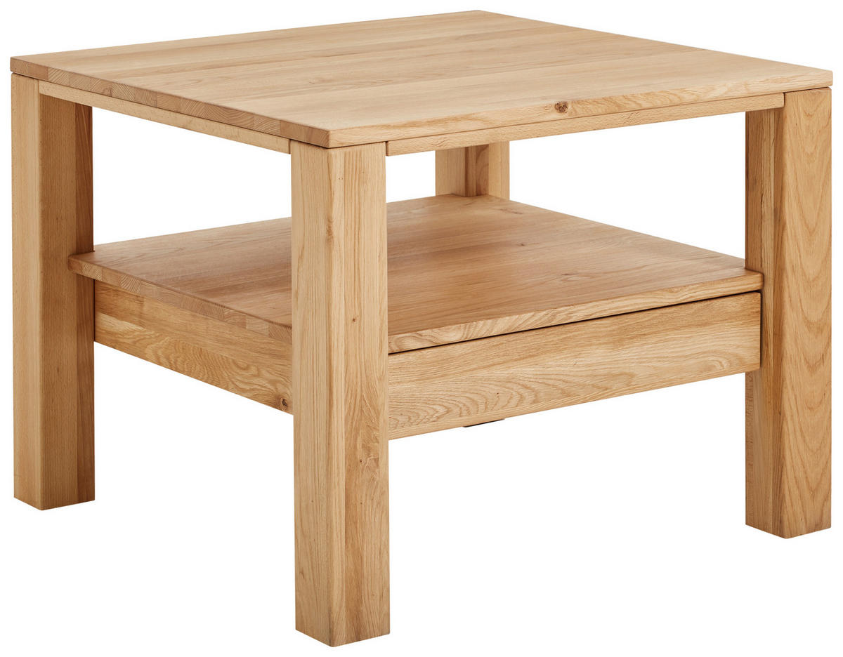 COUCHTISCH Wildeiche massiv 75/75/58 cm quadratisch Eichefarben  - Eichefarben, Natur, Holz (75/75/58cm) - Linea Natura