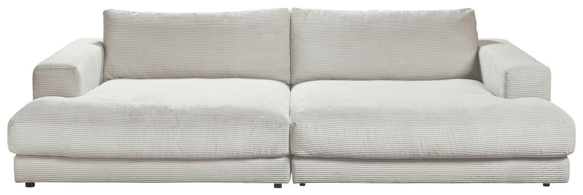 MEGASOFA in Cord Hellgrau  - Hellgrau/Schwarz, Design, Kunststoff/Textil (290/86/170cm) - Pure Home Lifestyle