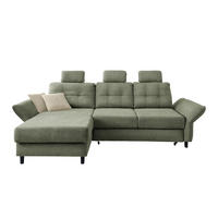 ECKSOFA Dunkelgrün Chenille  - Dunkelgrün/Beige, MODERN, Holz/Textil (176/250-280cm) - Livetastic