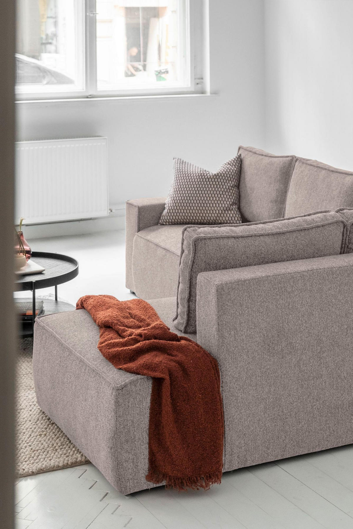KUTNA GARNITURA tekstil  bež   - bijela/siva, Design, tekstil/plastika (247/194cm) - MID.YOU