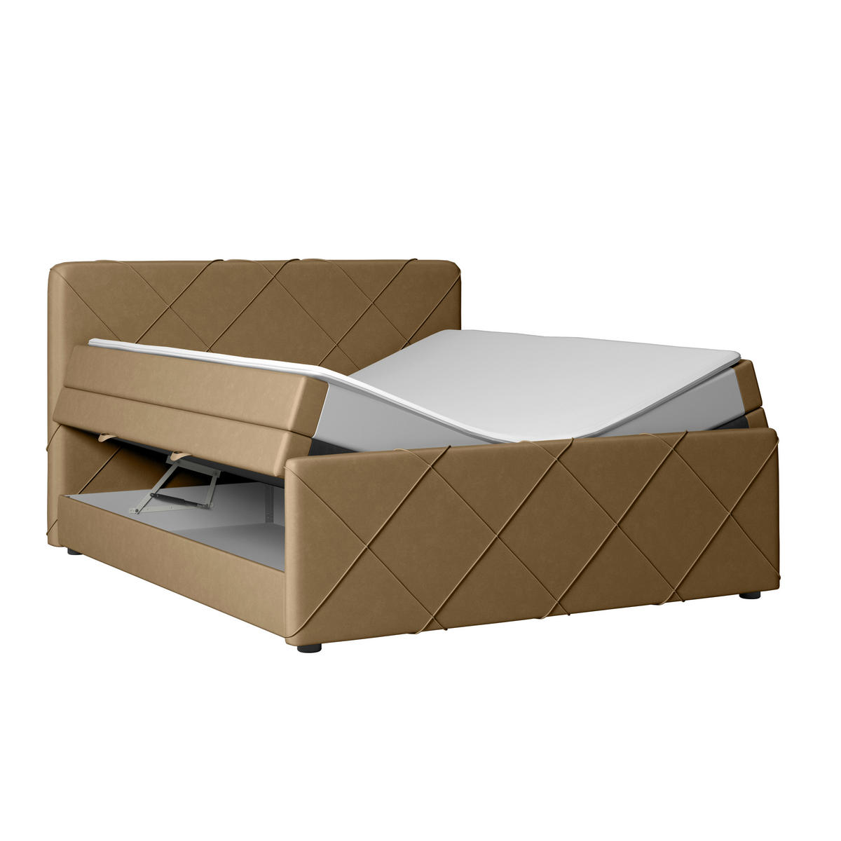 BOXSPRINGBETT 180/200 cm  in Beige  - Beige/Schwarz, Modern, Holz/Kunststoff (180/200cm) - MID.YOU