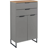 MIDISCHRANK 60/106/32 cm  - Eichefarben/Schwarz, KONVENTIONELL, Holzwerkstoff/Metall (60/106/32cm) - home24