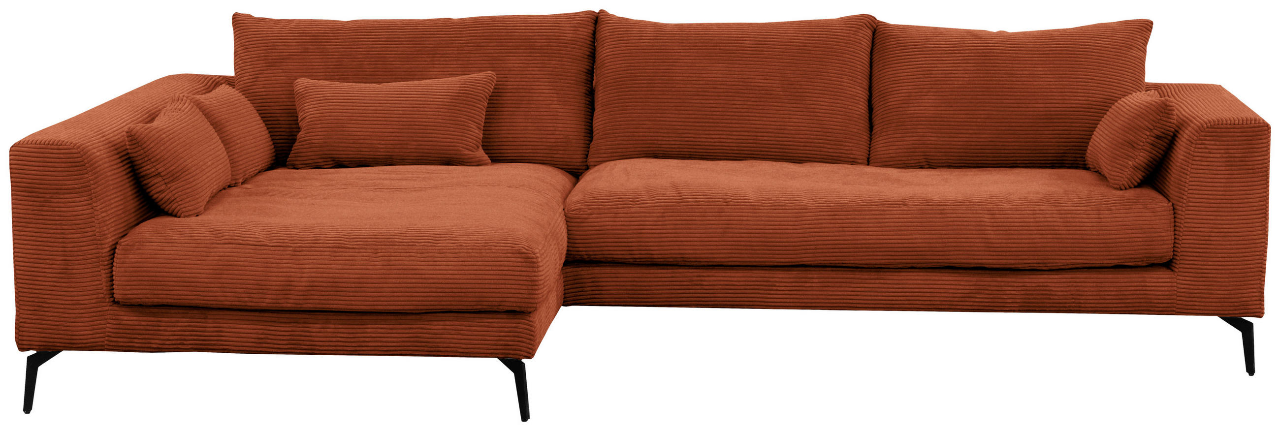 ECKSOFA Kupferfarben Cord  - Schwarz/Kupferfarben, Design, Textil/Metall (172/313cm) - Livetastic