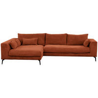 ECKSOFA in Cord Kupferfarben  - Schwarz/Kupferfarben, Design, Textil/Metall (172/313cm) - Livetastic