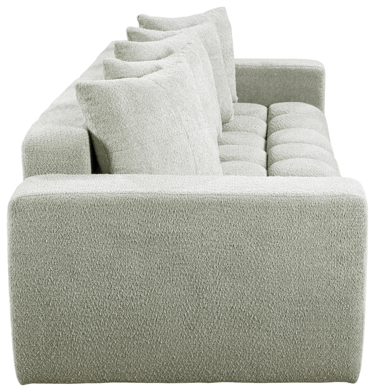 SCHLAFSOFA in Struktur, Bouclé Creme  - Creme/Schwarz, Basics, Kunststoff/Textil (250/86/140cm) - Livetastic