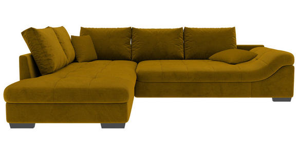ECKSOFA Currygelb Cord - Currygelb/Schwarz, KONVENTIONELL, Holz/Textil (202/298cm) - Carryhome