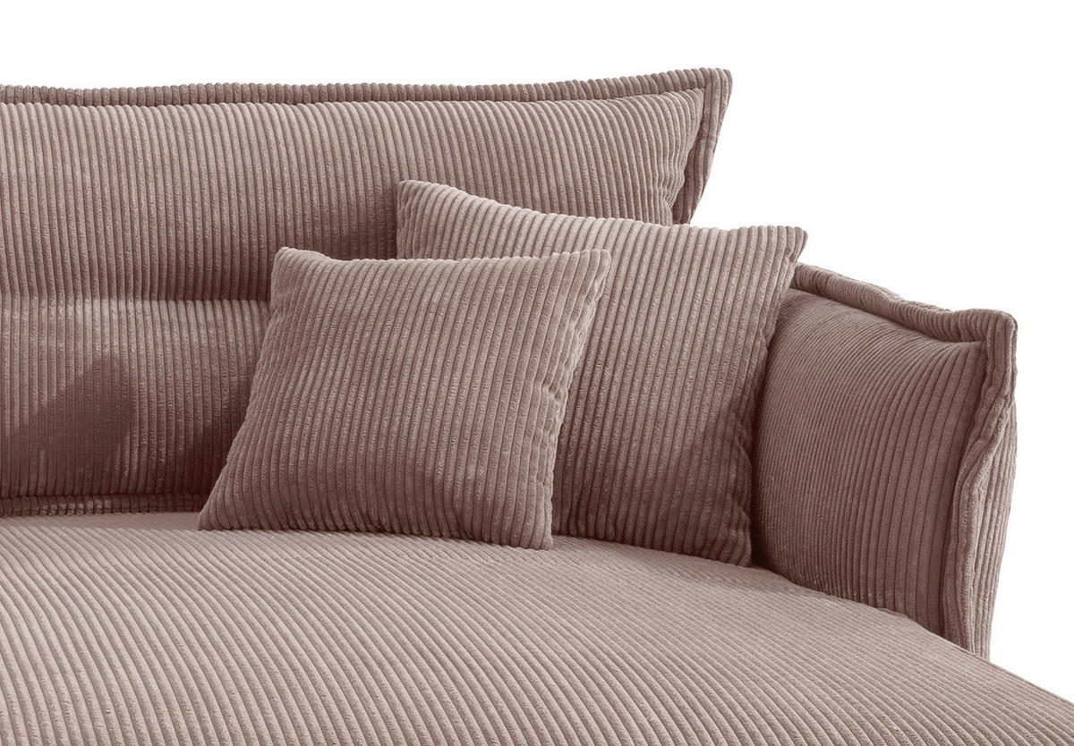 ECKSOFA in Cord Rosa  - Schwarz/Rosa, Modern, Textil/Metall (255/180cm) - Livetastic