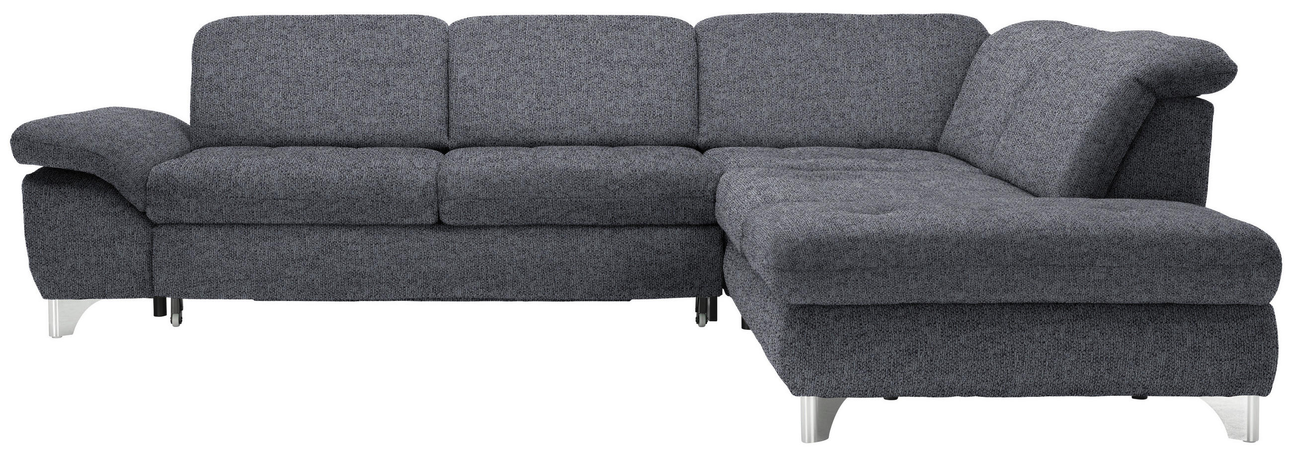 ECKSOFA Anthrazit Webstoff  - Chromfarben/Anthrazit, Design, Textil/Metall (319/260cm) - Beldomo Style