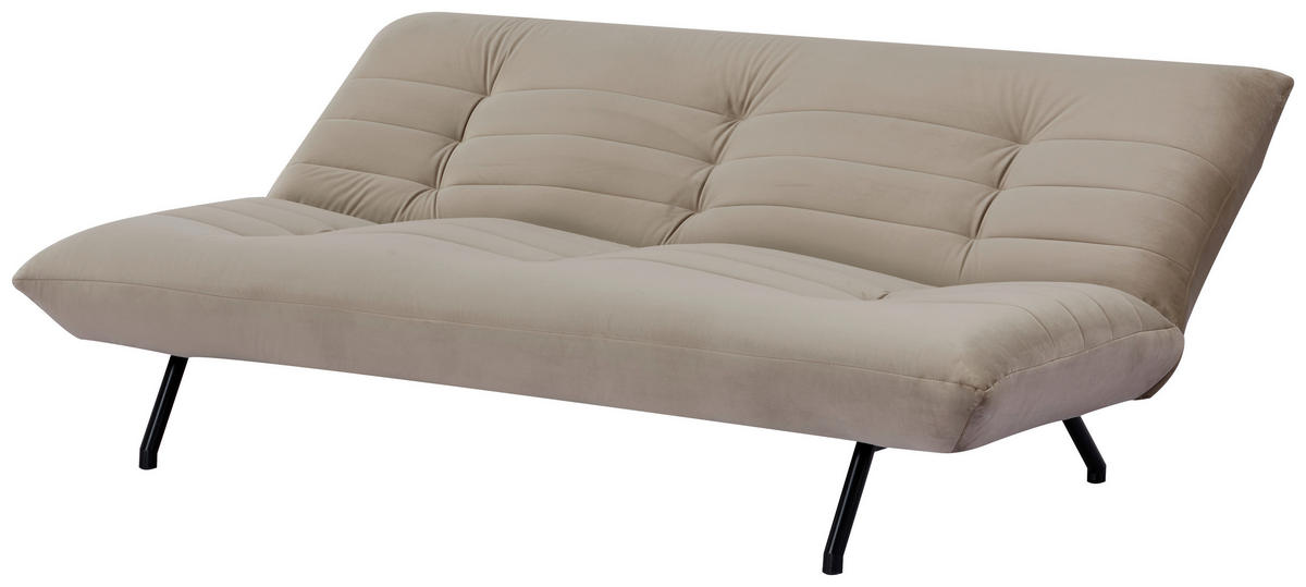 SCHLAFSOFA in Samt Taupe  - Taupe/Schwarz, MODERN, Textil/Metall (185/82/62cm) - MID.YOU