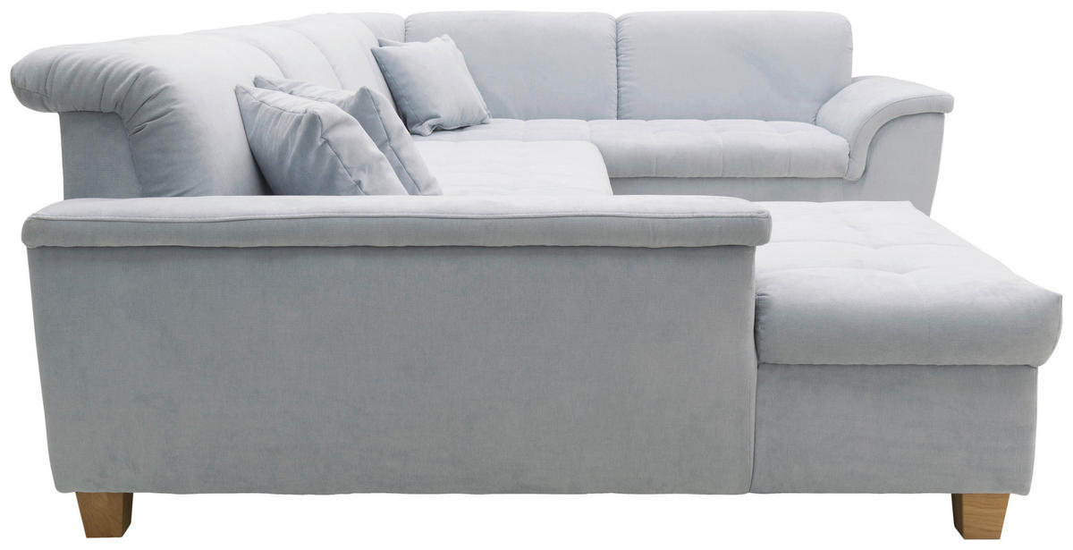 WOHNLANDSCHAFT Pastellblau Mikrofaser  - Pastellblau/Eichefarben, KONVENTIONELL, Holz/Textil (162/344/206cm) - MID.YOU