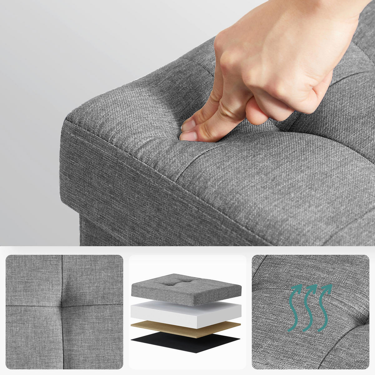 SITZBOX  - Naturfarben/Grau, Basics, Holz/Textil (76/40/38cm)