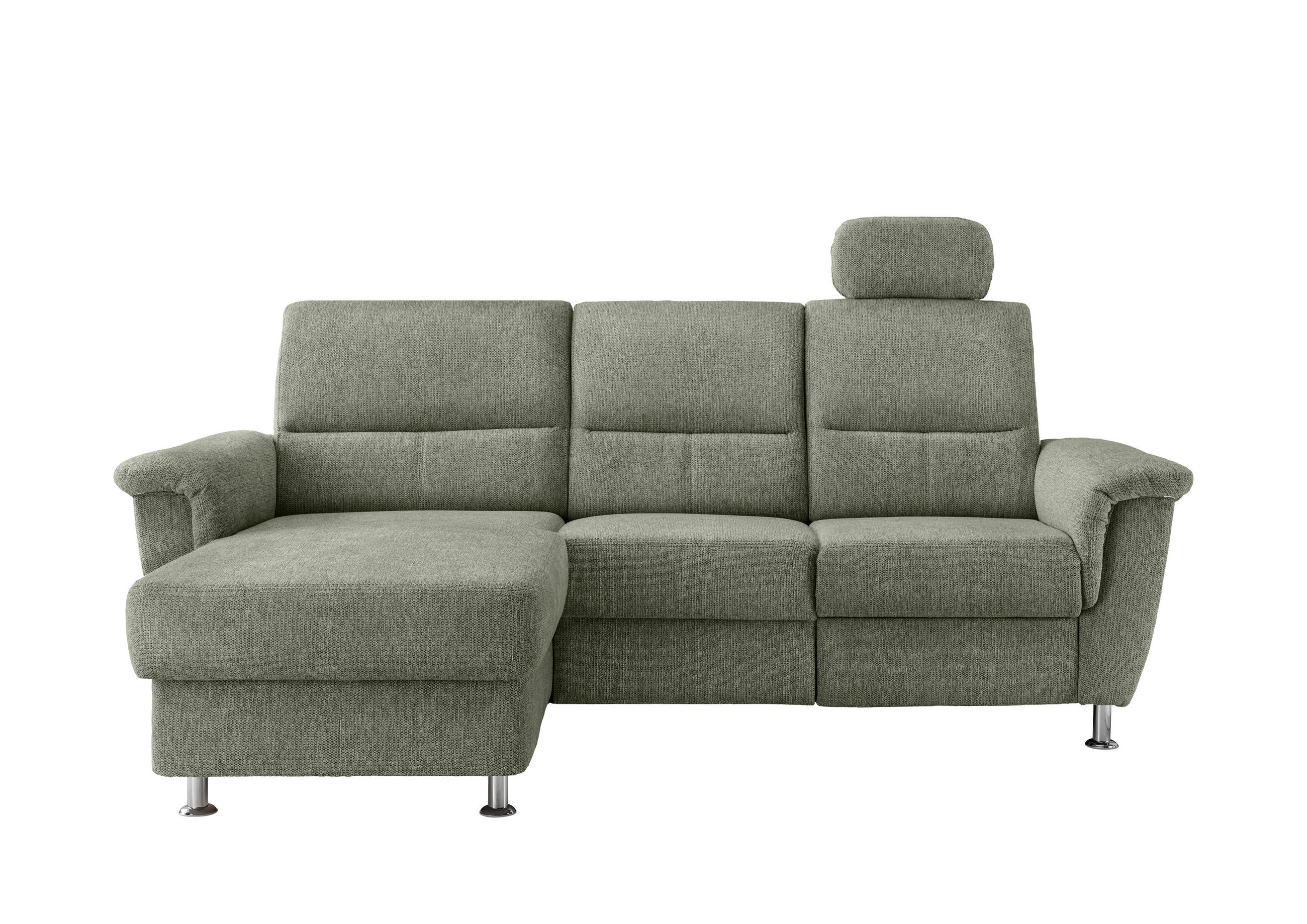 ECKSOFA Grün Chenille  - Chromfarben/Grün, MODERN, Textil/Metall (165/231cm) - Livetastic