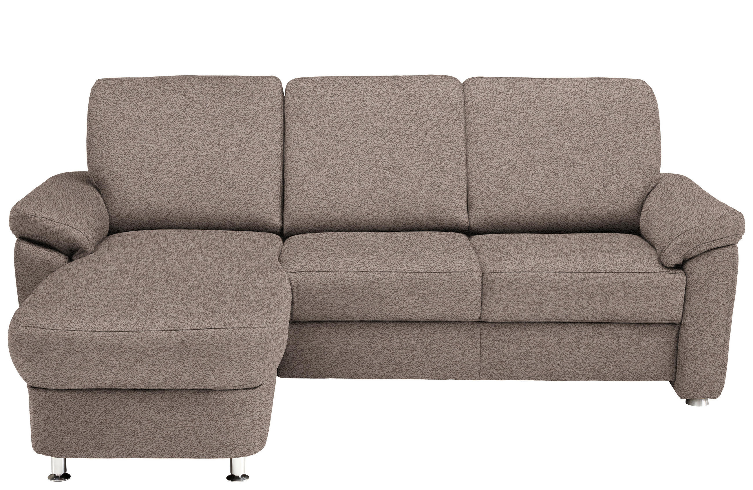 ECKSOFA in Flachgewebe Graubraun  - Chromfarben/Graubraun, Konventionell, Textil/Metall (163/250cm) - Beldomo System