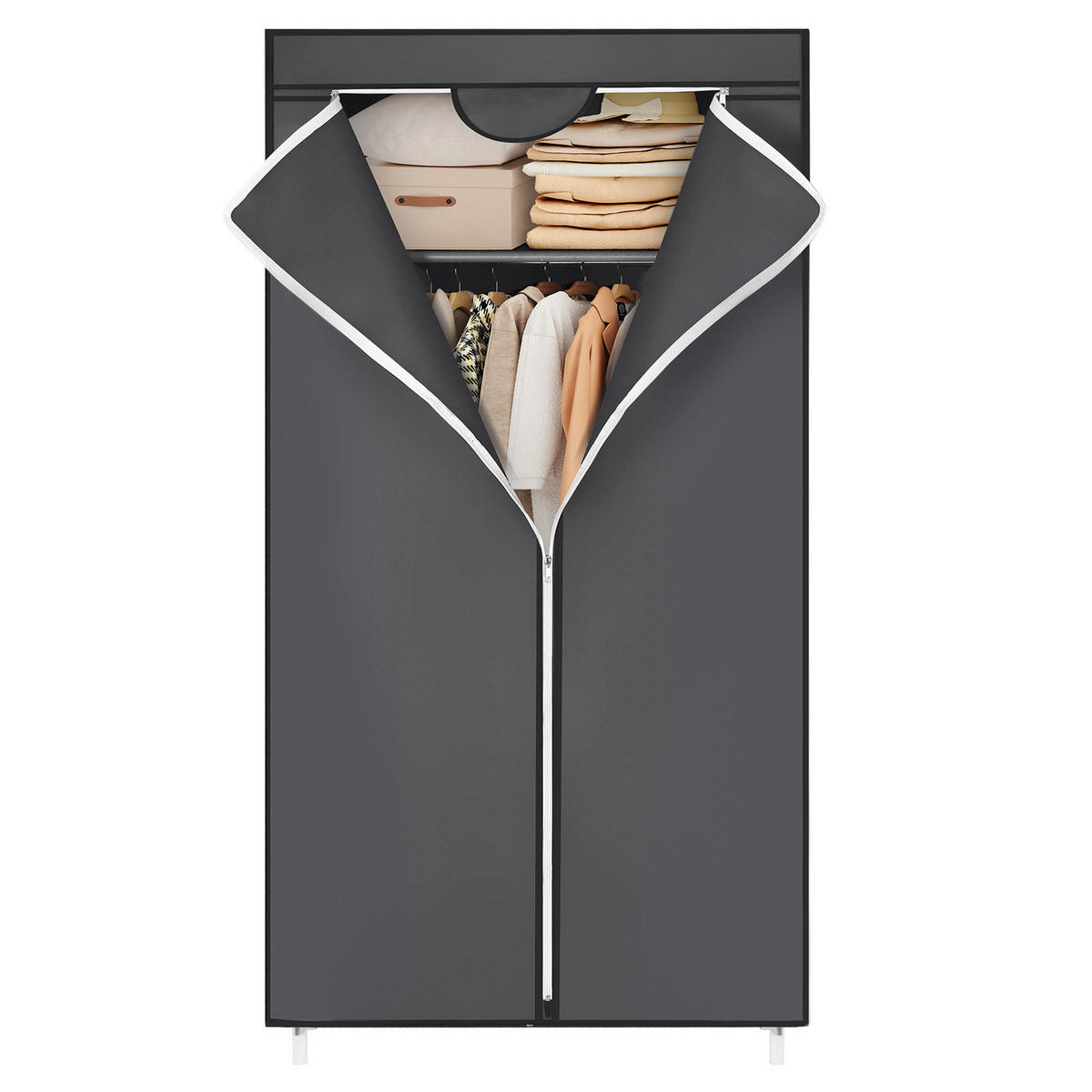 STOFFSCHRANK Grau  - Grau, Basics, Textil/Metall (75/160/45cm) - Boxxx