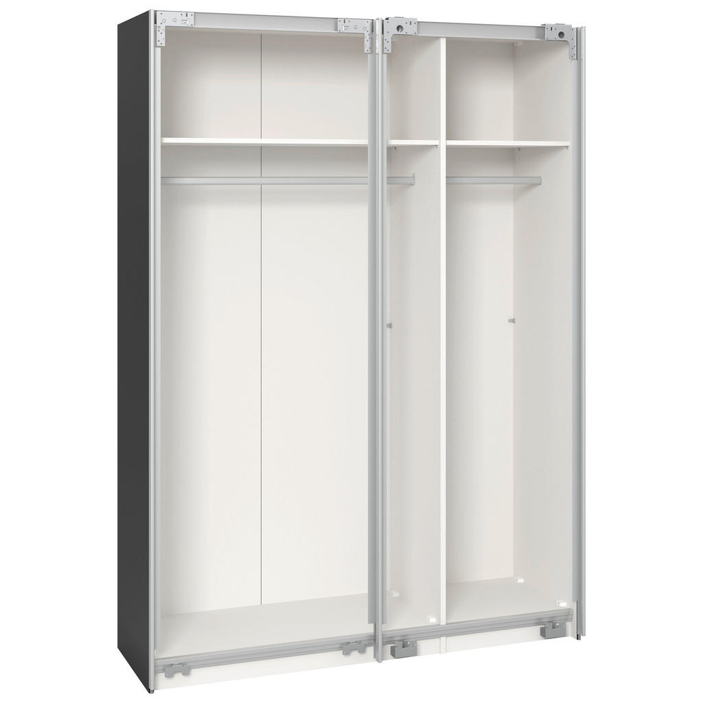 Thumbnail - Boxxx Schwebetürenschrank, Anthrazit, Schwarz, Holzwerkstoff, 2 Fächer, 152x195x65 cm, erweiterbar, Beimöbel erhältlich,...