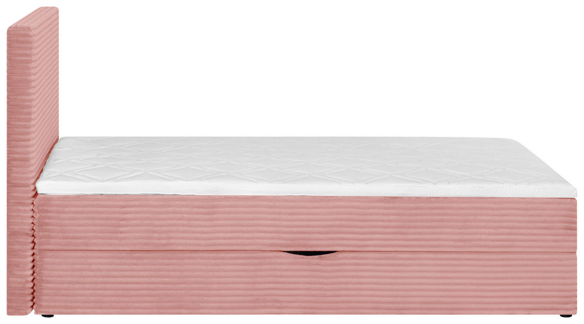 BOXBETT 120/200 cm,  in Altrosa, Matratze, Bettkasten, Topper, H3 = fest  - Schwarz/Altrosa, Trend, Kunststoff/Textil (120/200cm) - Boxxx