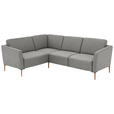 ECKSOFA  in Flachgewebe Hellgrau  189/236 cm  - Eichefarben/Hellgrau, Design, Holz/Textil (189/236cm) - Valnatura