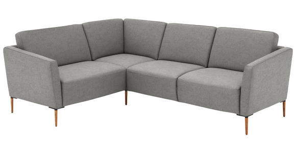 ECKSOFA  in Flachgewebe Hellgrau  189/236 cm  - Eichefarben/Hellgrau, Design, Holz/Textil (189/236cm) - Valnatura