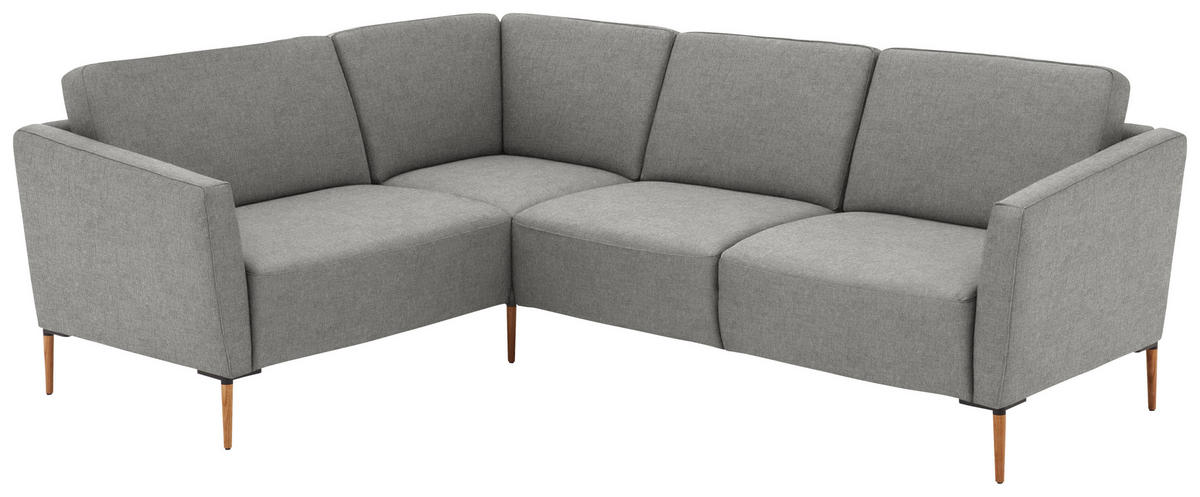 ECKSOFA  in Flachgewebe Hellgrau  189/236 cm  - Eichefarben/Hellgrau, Design, Holz/Textil (189/236cm) - Valnatura
