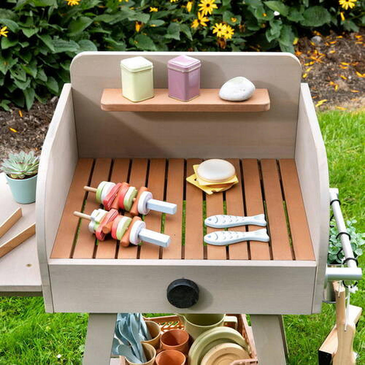 KINDERGRILL BBQ CHEF - Grau, Basics, Holz (68/37/79cm) - MUDDY BUDDY