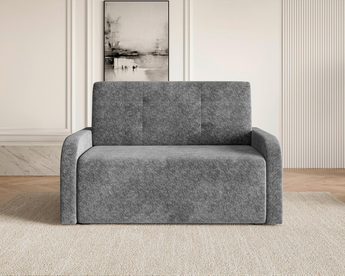 SCHLAFSOFA Chenille Dunkelgrau  inkl. Bettkasten, Schlaffunktion, Rücken echt, Liegefläche im Originalstoff  - Dunkelgrau/Schwarz, MODERN, Kunststoff/Textil (190/90/100cm) - Milino